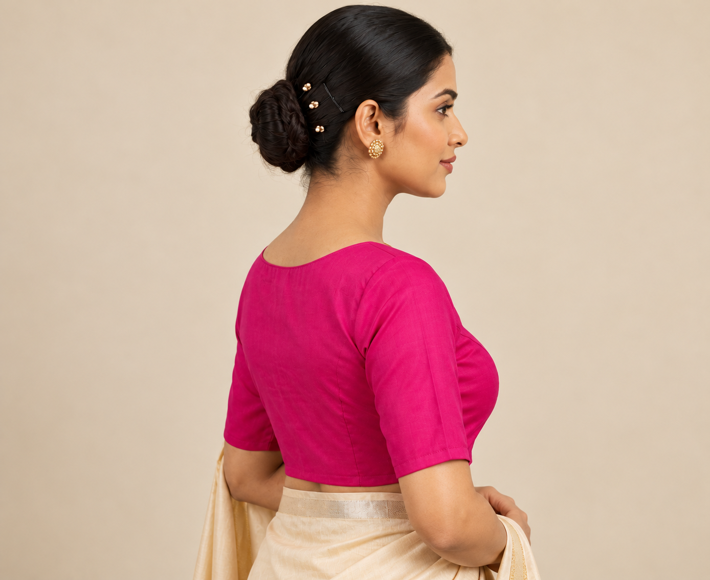 Regal Magenta Heritage Weave Tailored Saree Blouse Thumbnail